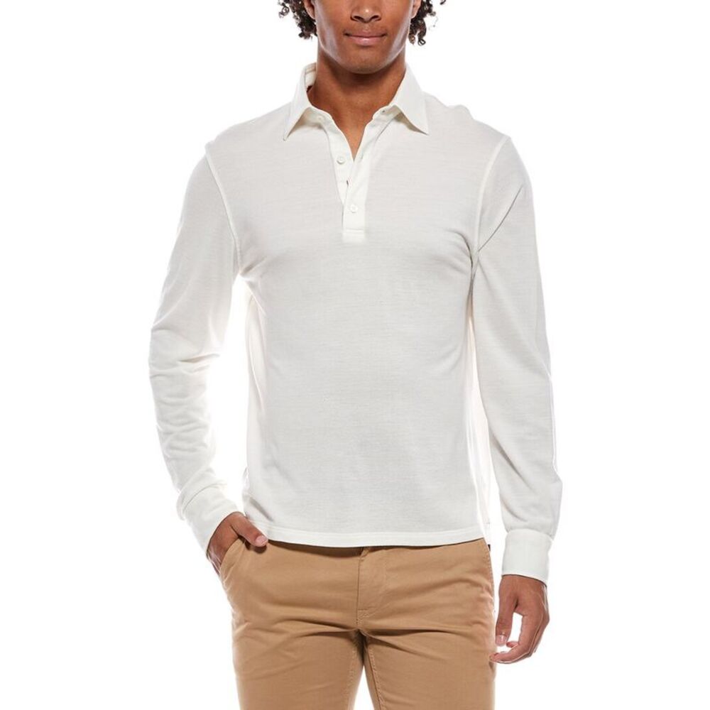Isaia Mens  The Evening Wool Polo Shirt, White